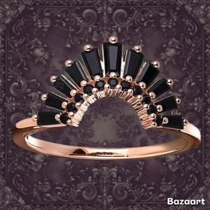 18k Rose Gold Art Deco Half Moon Band